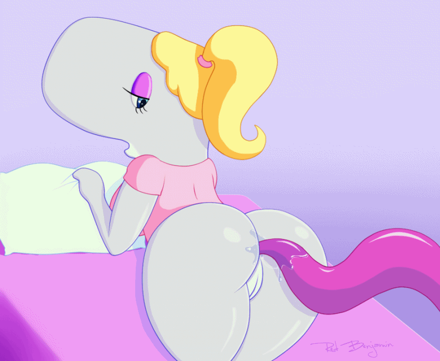 all fours anal anal penetration anal sex animated gif anthro ass blonde hair eyeshadow from behind looking back pearl krabs penetration ponytail pussy red benjamin short hair spongebob squarepants tentacle wet anus wet tentacle whale