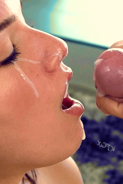Babe takes facial cumshot