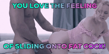 Sex Gif - Blonde Sliding Onto Fat Cock Sissy Caption