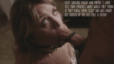 Sex Gif - Brunette Keep Sucking Or Else Sissy Caption