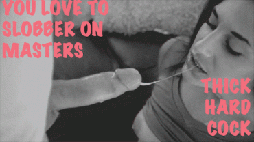 Sex Gif - Brunette Sissy Caption Slobbering On Cock