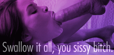 Sex Gif - Brunette Swallow It All Sissy Caption