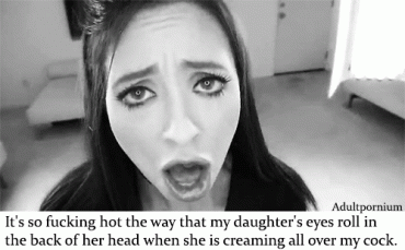 Sex Gif - Daughter eye roll while cum on daddy's cock
