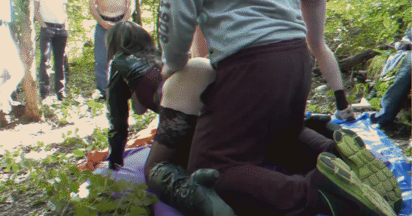 Group jerking off watching amateur couple outdoor doggy style