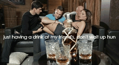 Her friend’s house was actually her fuck buddy’s. And he brought friends along.