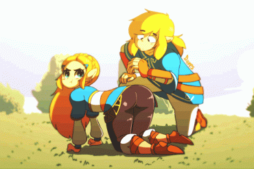 Sex Gif - link and princess zelda (the legend of zelda and the legend of zelda: breath of the wild) drawn by diives