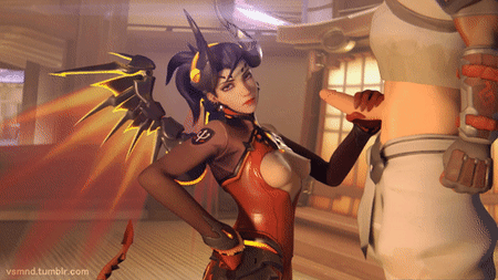 Mercy from Overwatch handjob (Devil)