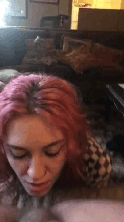 Pink haired alt teen eats ass