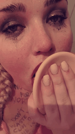 Sex Gif - Practice gagging so you have the right glurp sound when my cock is in your throat