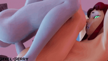 Sex Gif - Raven’s full strapless dildo works well for Starfire