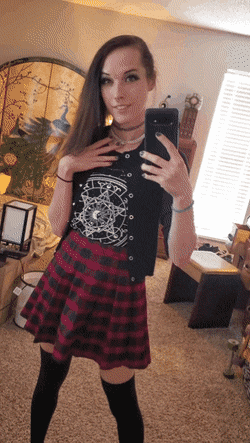Sex Gif - Smiling above her skirt and below