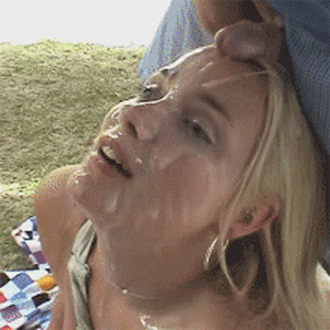 Sex Gif - Sweet blonde enjoying a cum bath
