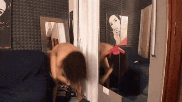 Sex Gif - TweekingBabyCam spreads vertical split sliding it in to her fit oily body