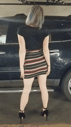 Sex Gif - Was told I would fit in well here. Showing off my plug and pussy in public