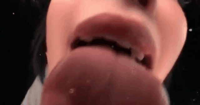 Asian babe licks camera