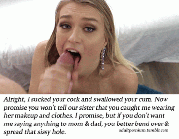 Sex Gif - Blackmailed sissy brother into sucking cock