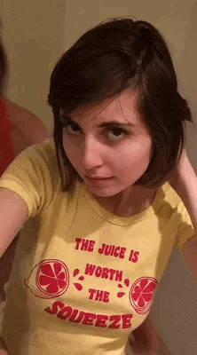Sex Gif - Friend pulls up her shirt and shoes those titties!