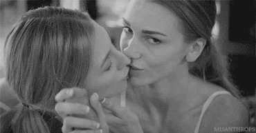 Sex Gif - MM - Amazing chicks kissing will stroking my cock