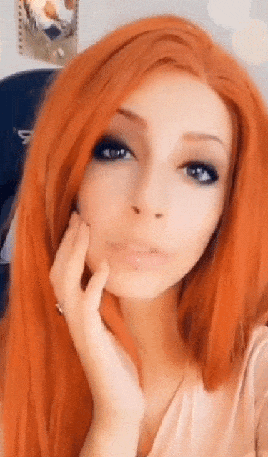 Red head tongue out