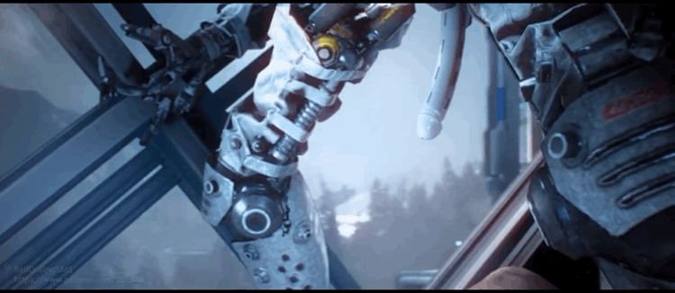 Gif - Robot dumps load on Daisy Ridley 3 Robot dumps load on Daisy Ridley