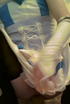 Sex Gif - Sissy can't take any longer and has to stroke her clit while riding her toy