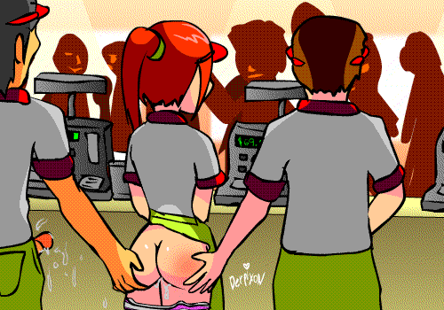 Spanking in shop