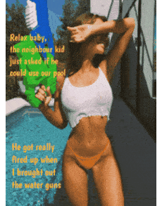 Sex Gif - Your girlfriend wore a thin white top while suggesting a water fight with your hung teen neighbour