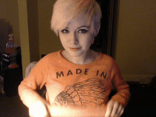 Sex Gif - Adorable pale teen with cute smile flashing webcam