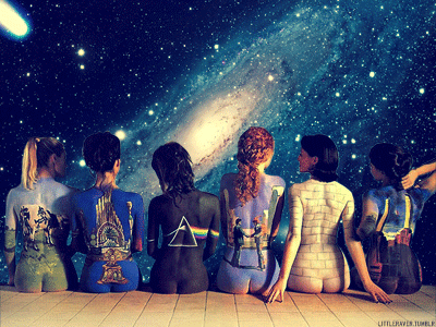 Every famous Pink Floyd album painted on the back of naked women gif