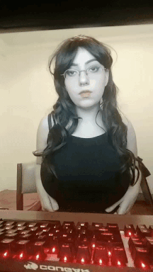 Sex Gif - Gorgeous amateur teen showing off her huge tits again.