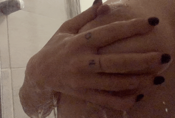 Jo's nipple play under the shower