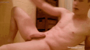 Sex Gif - Naked Twink Shoots Clear Cum From His Hard Shaved Cock