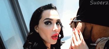 Sex Gif - taking her cue for the camera, Amy opens wide and takes a lucky cock on a blowjob extravaganza!